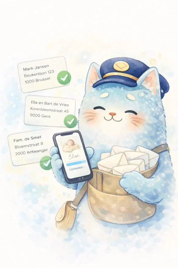 Geboortekaartje digitaal delen